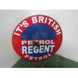 A circular over painted enamelled sign 'Regent petrol'