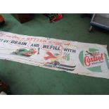A Castrol oil banner, age related stains and some tears in places,