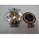 A chromed and enamelled badge "Sunbeam Talbot Alpine Register 1948-1957" and an AA badge,