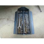 A toolbox containing mixed spanners including King Dick,