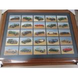 A framed and glazed set of 25 Bentley picture cards and a frame and glazed set of 50 John Players &