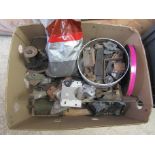 A box of mixed vintage car spares