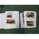 Two folders containing historical photographs of vintage and classic vehicles,