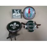 Four car badges 'Scouts', 'The National Trust',