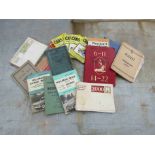 A box of books and manuals covering Jowlett, Renault,