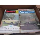 A box containing 1960's and 1950's Autocar and the motorcar magazines