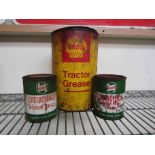 Two tins of Castrol grease and an empty tin Shell Tractor Grease