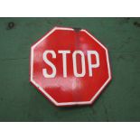 An enamelled hexagon "Stop" sign 60cm x 60cm