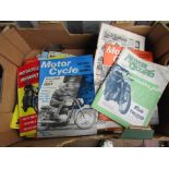 A box of motorcycling and motorcycle magazines