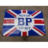 An enamel sign "BP Motor Spirit" 20cm x 30cm