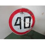 A circular 40mph road sign a/f,
