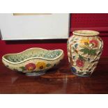 An Indian Tree floral design vase and a matching trough bowl