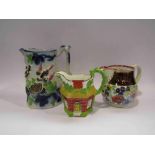 Three Victorian pottery jugs, cottage,