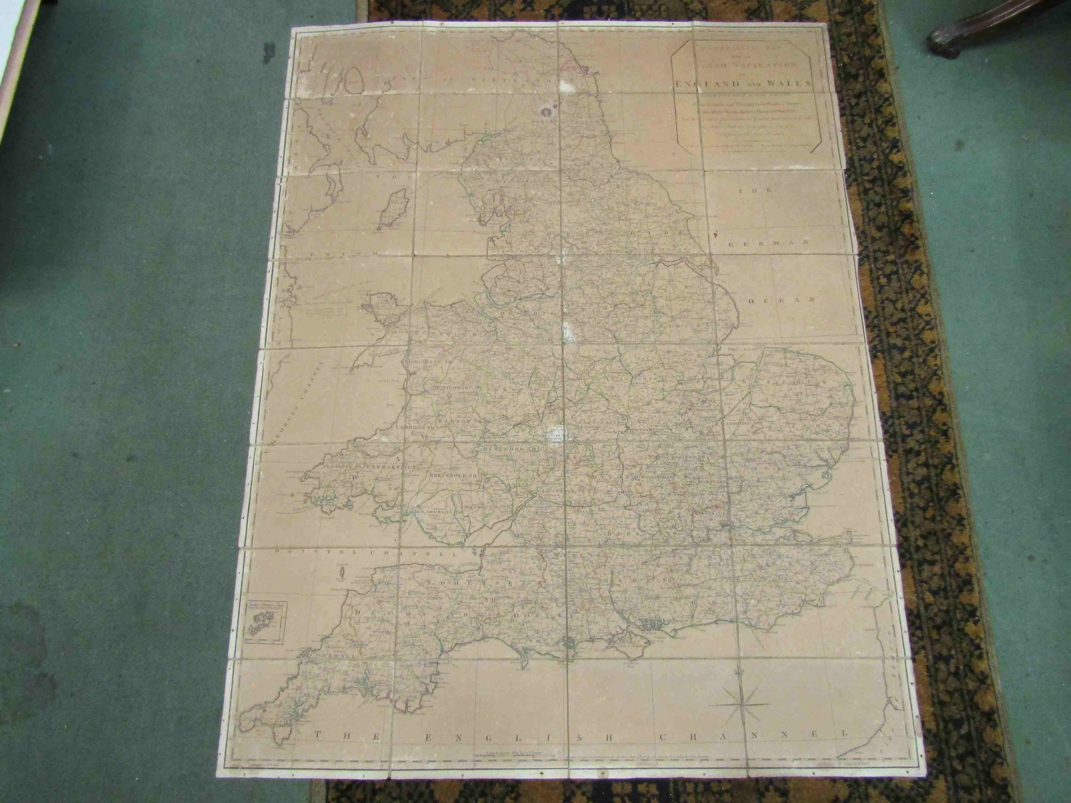 A cloth map "A Commercial Map of the Inland Waterways of England and Wales".