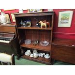 An oak floor standing bookcase with adjustable shelves, beading a/f,