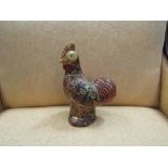 A ceramic figure of a cockerel gilt embellished,