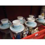 A set of six Noritake Bahama pattern trios