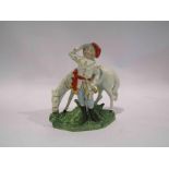 A German porcelain figure of a gentleman and horse,