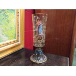 A Victorian German Gothic enamelled glass vase,