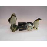 A Poole penguin, Swarovski crystal mouse, Caithness paperweight etc.