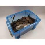 A tub of pre-decimal pennies mainly George V to Elizabeth II