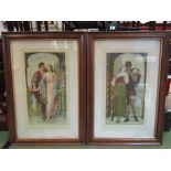 A pair of Sydney Kendrick prints "Wedded" and "Lovers Awakening", in oak frames,