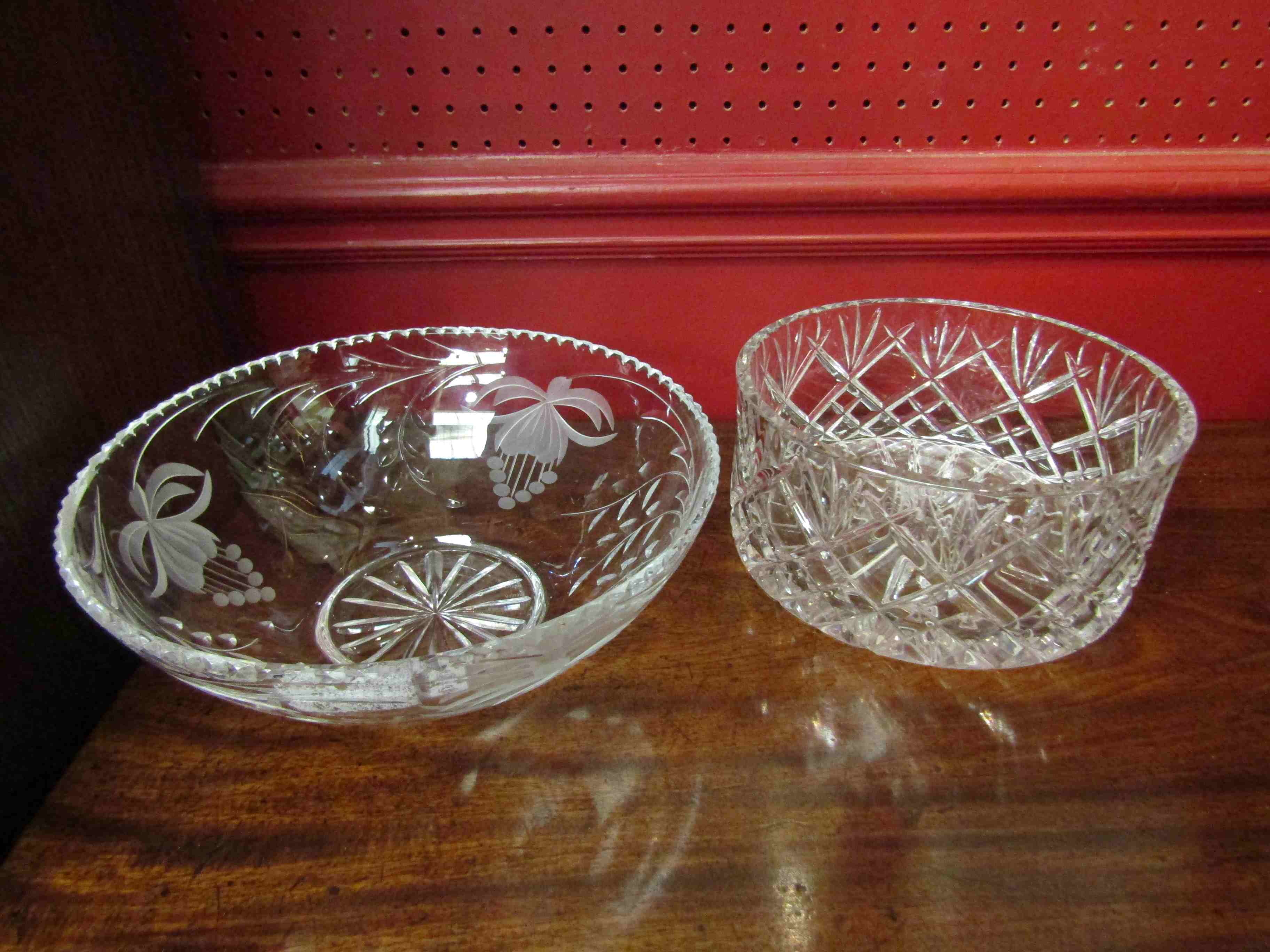 A Royal Brierley Fuschia design crystal fruit bowl and one other