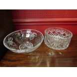 A Royal Brierley Fuschia design crystal fruit bowl and one other