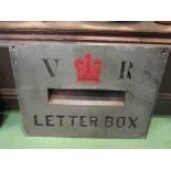 A Victorian crown Post Office letter posting box slot and plate complete with VR and Crown insignia