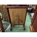 A Victorian mahogany adjustable fire screen with pull-up top section, a/f,