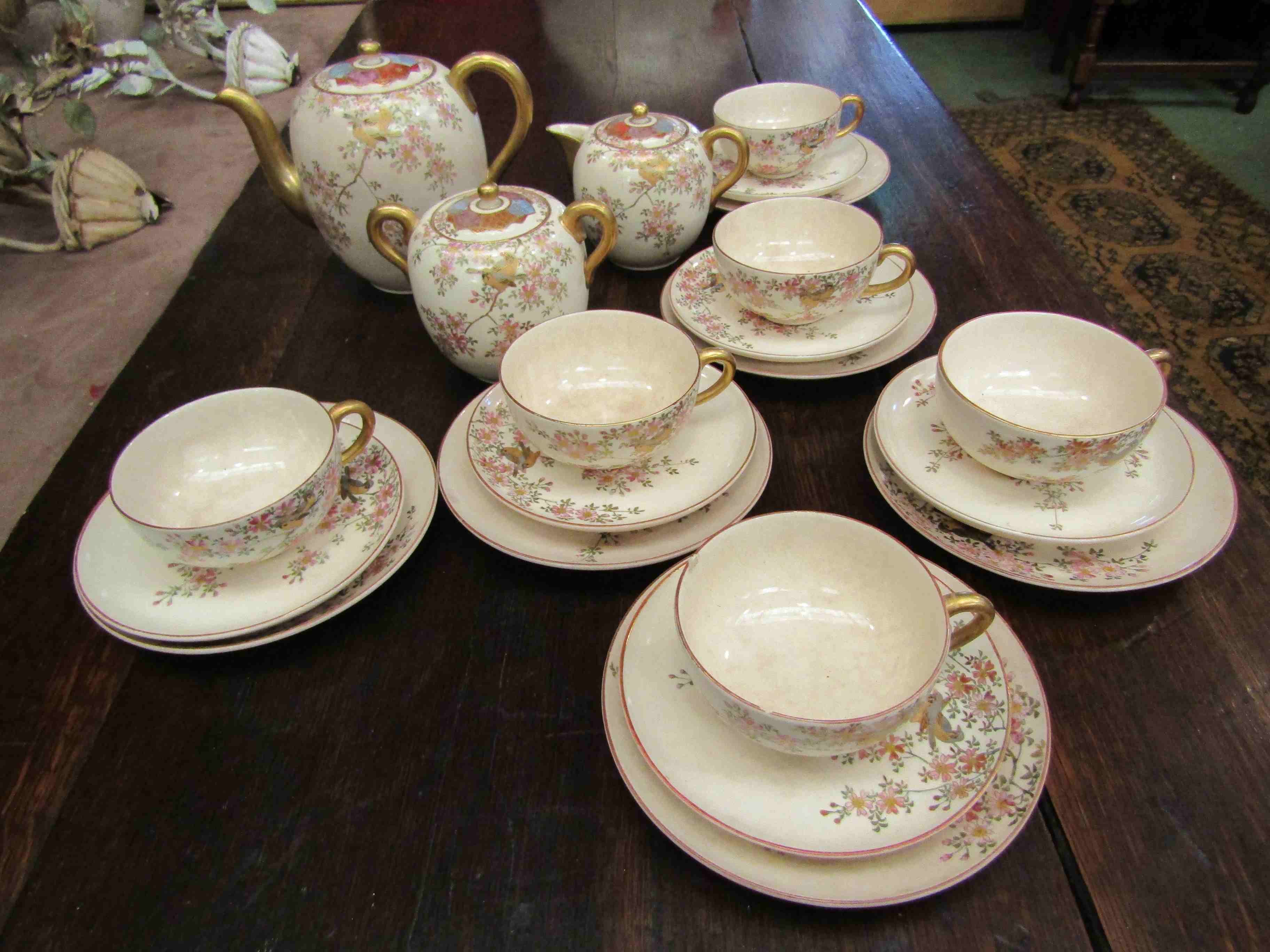 A Victorian Japanese Satsuma coffee set,