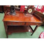 A Circa 1860 mahogany two tier washstand the three quarter raised back on one piece top over two