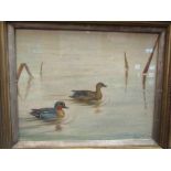 RICHARD HARRISON: A watercolour depicting two ducks, signed lower right, gilt framed and glazed,