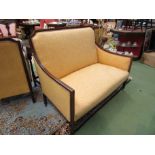 An Edwardian mahogany frame two seater settee and two matching chairs on castors