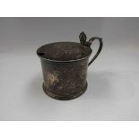 A Stokes & Ireland silver mustard pot, Chester, Rossi Norwich stamped to base and engraved lid "H.