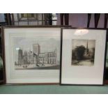 A framed and glazed 19th Century coloured print engraving "South East View of York Cathedral",