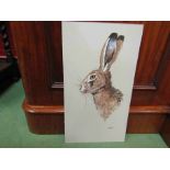 RYAN; An oil on board of hare facing left,