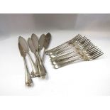 A set of twelve EPNS knives and forks