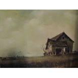 COOPER; An oil on canvas of derelict barn, signed lower right, framed,