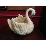 A Victorian ceramic swan planter