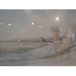 JASON PARTNER: A limited edition print of a watercolour "The Windmill at Horsey Staithe", 153/500,
