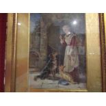 LADY LOUISA CHARTERIS (XIX/XX) A gilt framed & glazed watercolour titled 'Rivals' depicting a young