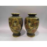 A pair of 19th Century Satsuma vases with figural design,