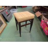 Property of a Major (label to verso) an Edwardian line inlaid mahogany stool on brass capped feet,