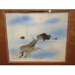 JACKIE D. TOINTIGH; 20th Century Native American Artist; watercolour "Plains Apache Hunter" signed.