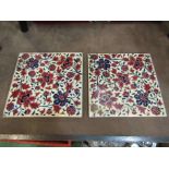 Two large Zsolnay tiles, 22cm x 22cm,