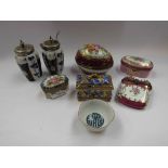 A quantity of miniature trinket boxes etc including Limoges (8)