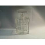 A large Art Deco cut glass decanter with stopper,