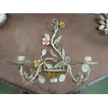 Five wrought iron floral wall sconces