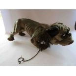 A late 19th/early 20th Century papier mache bulldog with pull chain opening and closing mouth,